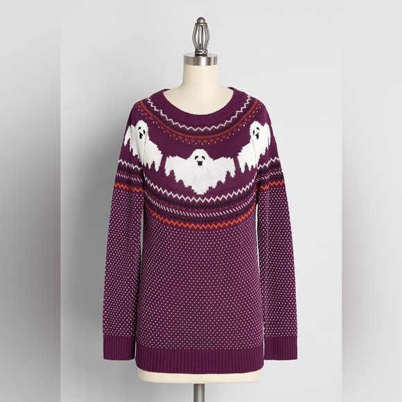 ModCloth | Here For the Boos Fair Isle Ghost Sweater - Picture 6 of 10